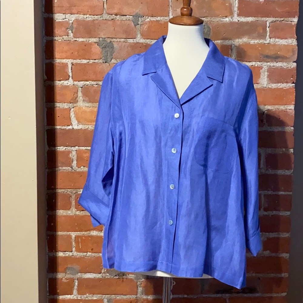 Chico’s periwinkle linen/silk button up